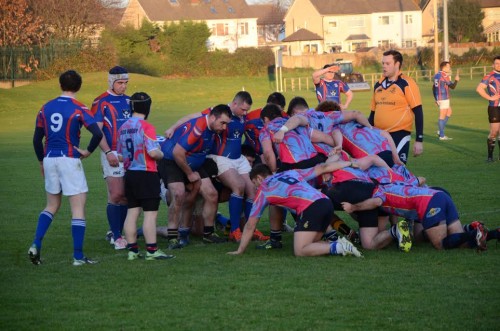 Garda College (left) and DCU scrum down to action in the SSI/IRFU  Men's Rugby Division 1 League game in DCU Sports Campus.