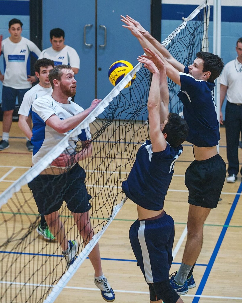 Action shot from the 2015 SSI Men's Volleyball final between UCD and AIT