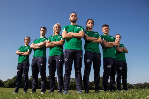 Team Ireland Members at Offical Announcement of Team Ireland for the 2017 World University Games. Left to right: Shona Heaslip, Jack Ffrench, Sarah Lavin, Shane Dunne, Rebekah Carroll, Daire O'Connor and Eleanor Ryan Doyle. (C) INPHO/Tommy Dickson