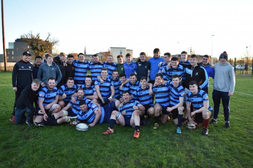 GMIT celebrate defeating Belfast Met 25-22 in the SSI/IRFU Men's Rugby Division 3 Final in Maynooth recently. 