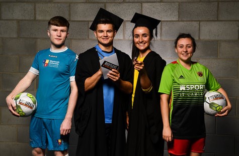 Students pictured at the Ruster's league Launch in Irish Sport HQ this afternoon. 